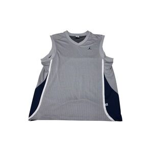 Jordan Brand Mens Grey Pinstripe Mesh Basketball Jersey Sleeveless Tank Large